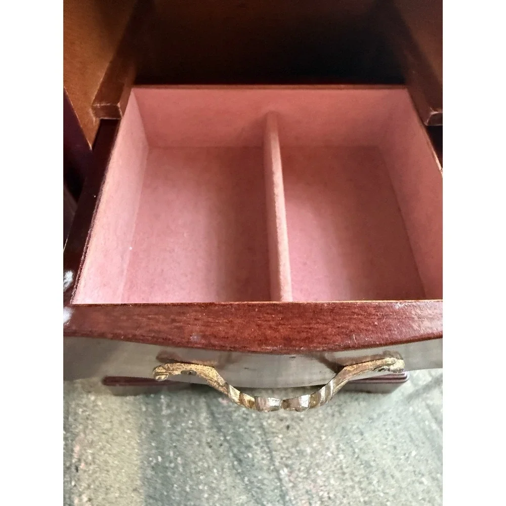 Vintage‎ Wood Jewelry Box 7 Drawer Two Doors...